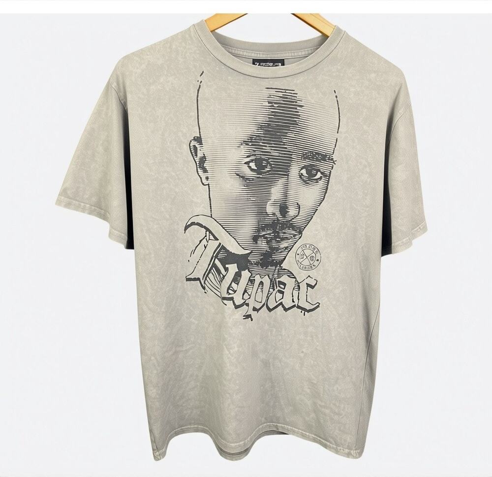 Cross Colours Tupac Shakur Stencil Portrait Men's Small T-Shirt Hip Hop Rap